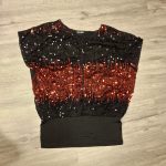 T-shirt pailetten rood zwart